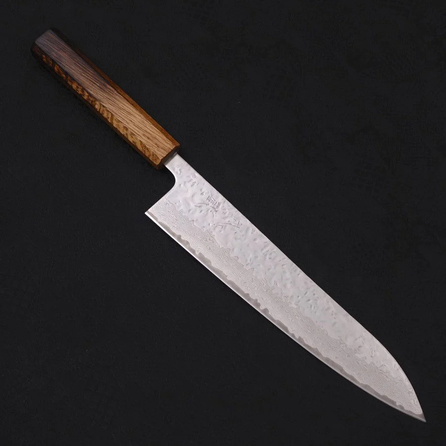 Gyuto AUS-10 Spiegel-Tsuchime Damast Yaki Urushi Griff 240mm