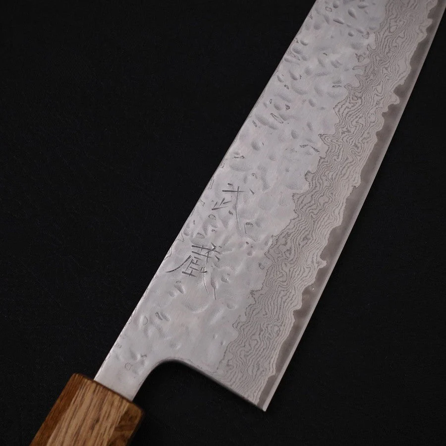 Gyuto AUS-10 Spiegel-Tsuchime Damast Yaki Urushi Griff 240mm - Image 3