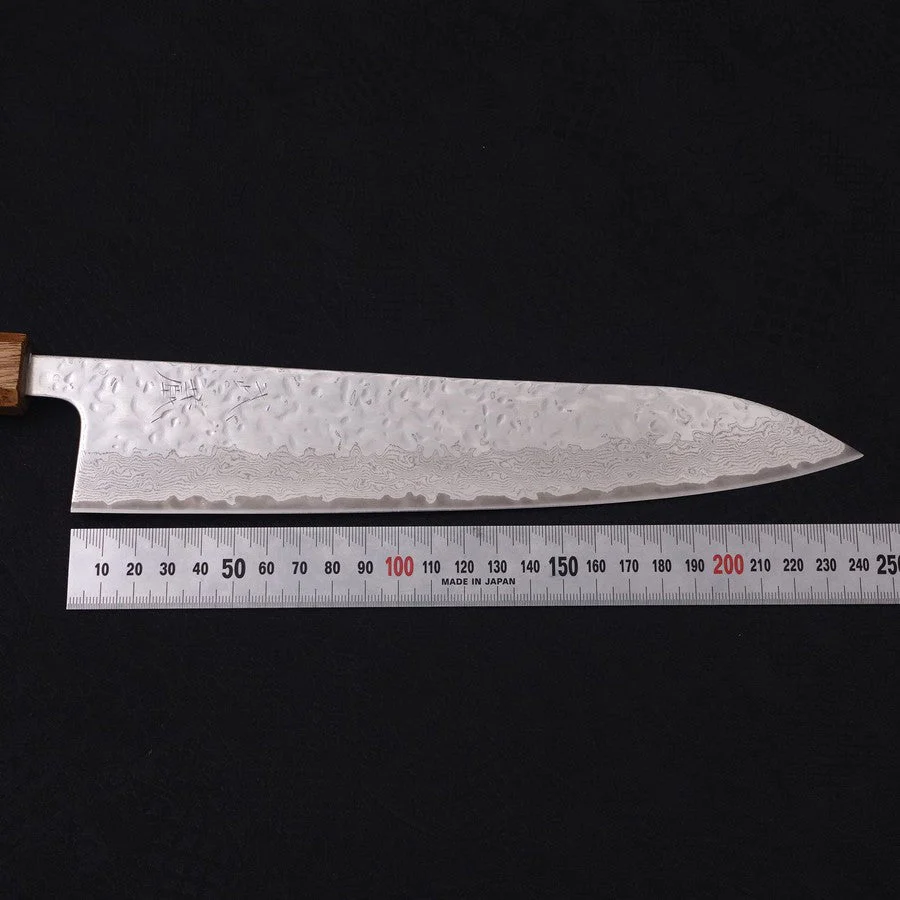 Gyuto AUS-10 Spiegel-Tsuchime Damast Yaki Urushi Griff 240mm - Image 7
