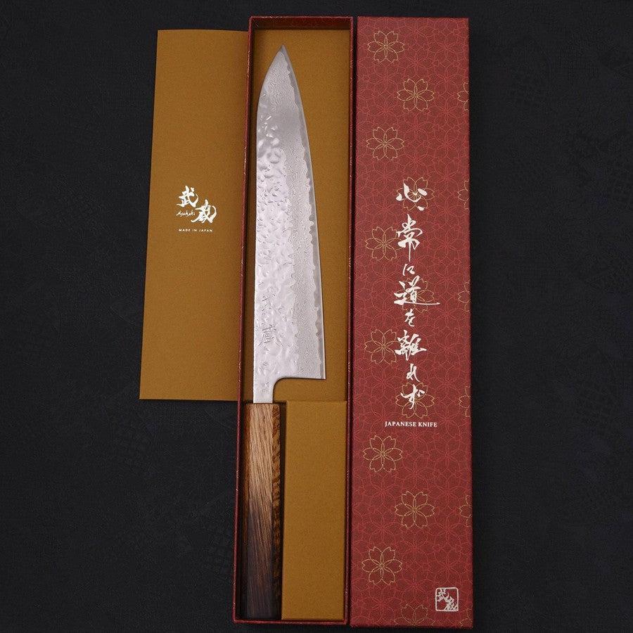 Gyuto AUS-10 Spiegel-Tsuchime Damast Yaki Urushi Griff 240mm - Image 8