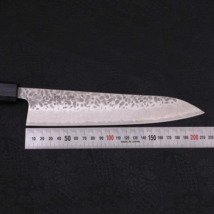 Gyuto AUS-10 Tsuchime Damast Dunkelblauer Urushi Griff 210mm - Image 7