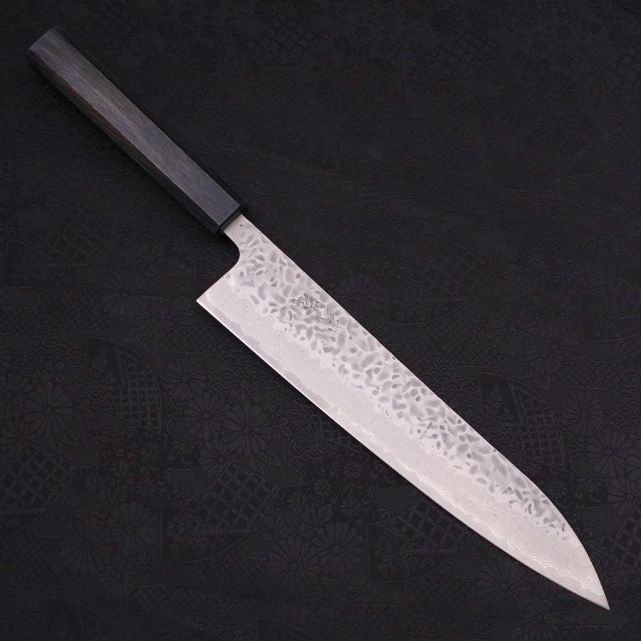 Gyuto AUS-10 Tsuchime Damast Dunkelblauer Urushi Griff 240mm