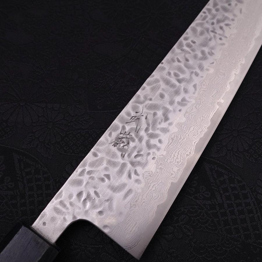 Gyuto AUS-10 Tsuchime Damast Dunkelblauer Urushi Griff 240mm - Image 3