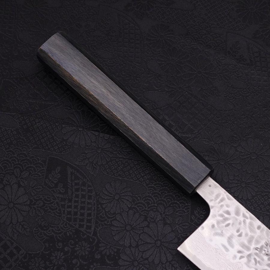 Gyuto AUS-10 Tsuchime Damast Dunkelblauer Urushi Griff 240mm - Image 6