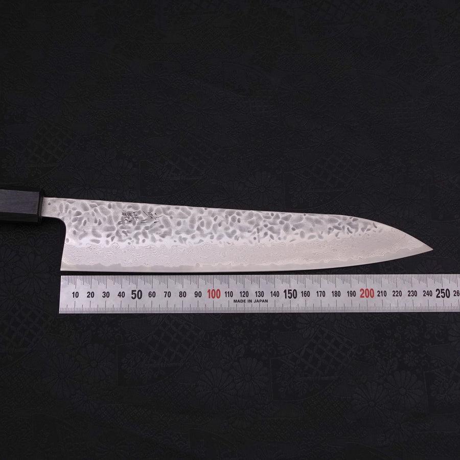Gyuto AUS-10 Tsuchime Damast Dunkelblauer Urushi Griff 240mm - Image 7