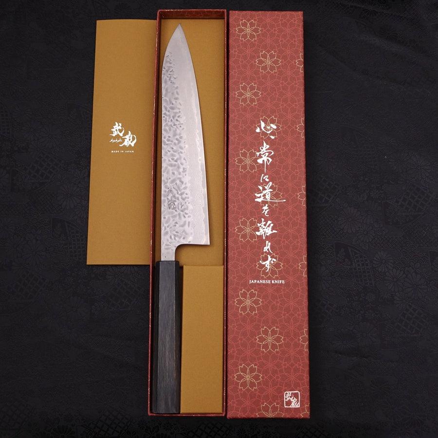 Gyuto AUS-10 Tsuchime Damast Dunkelblauer Urushi Griff 240mm - Image 8