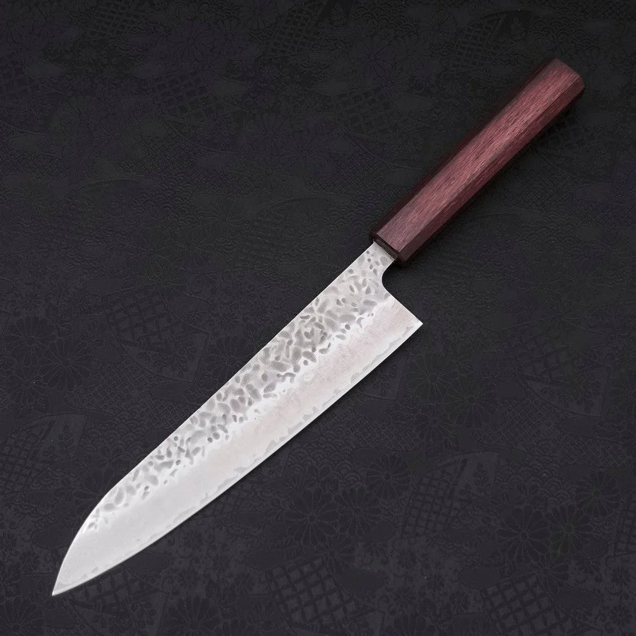 Gyuto AUS-10 Tsuchime Damast Lila Urushi Griff 210mm - Image 2