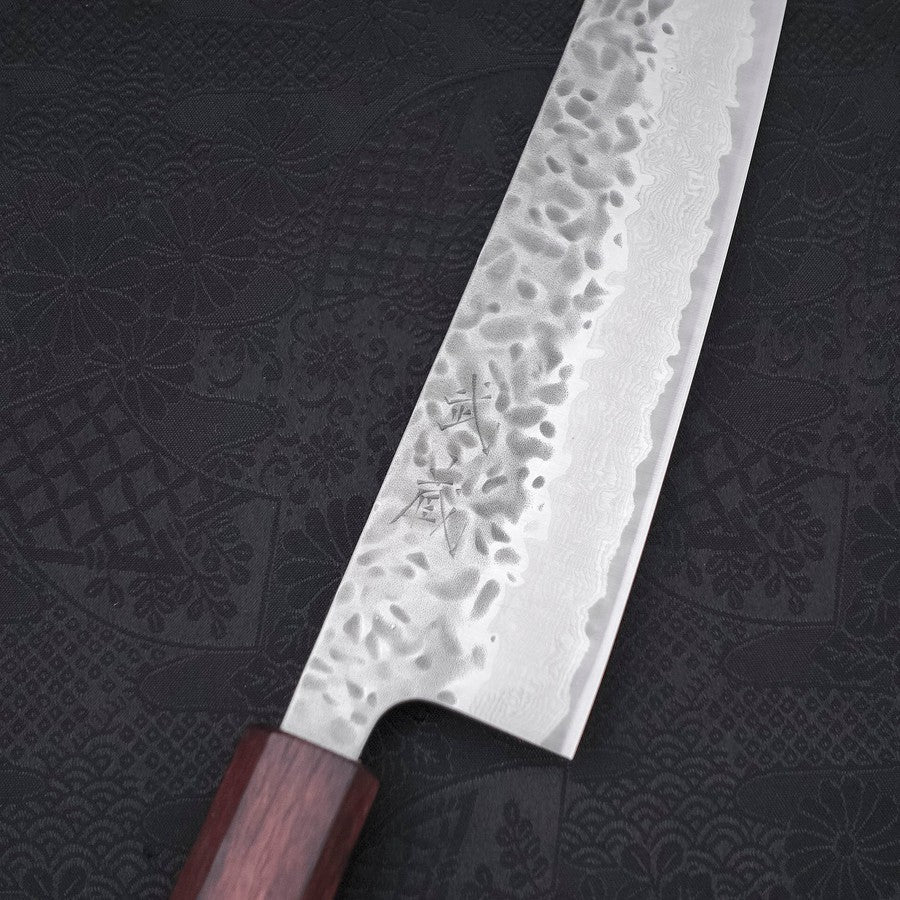 Gyuto AUS-10 Tsuchime Damast Lila Urushi Griff 210mm - Image 3