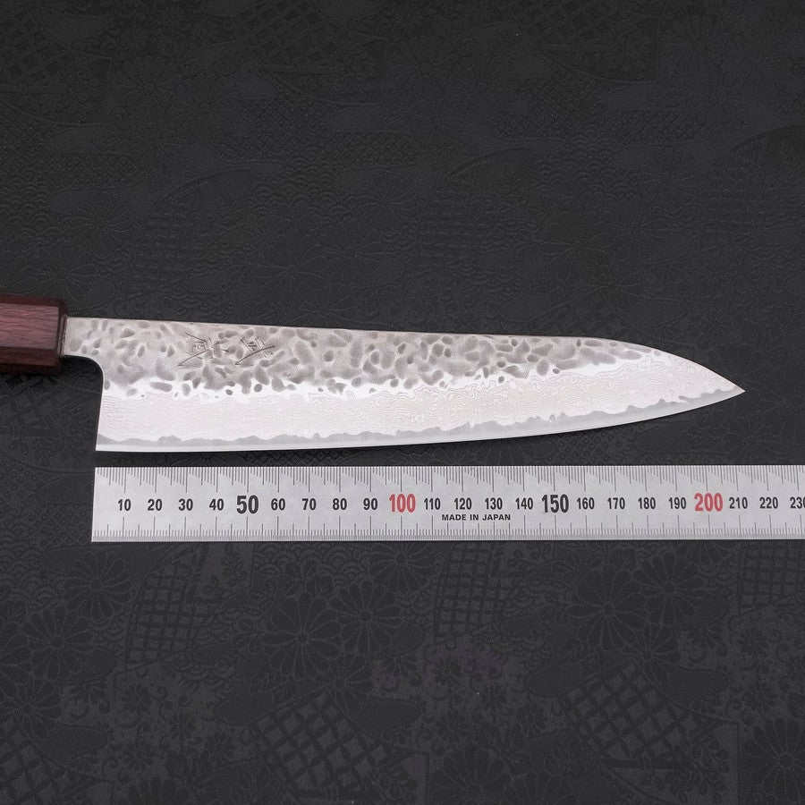 Gyuto AUS-10 Tsuchime Damast Lila Urushi Griff 210mm - Image 7