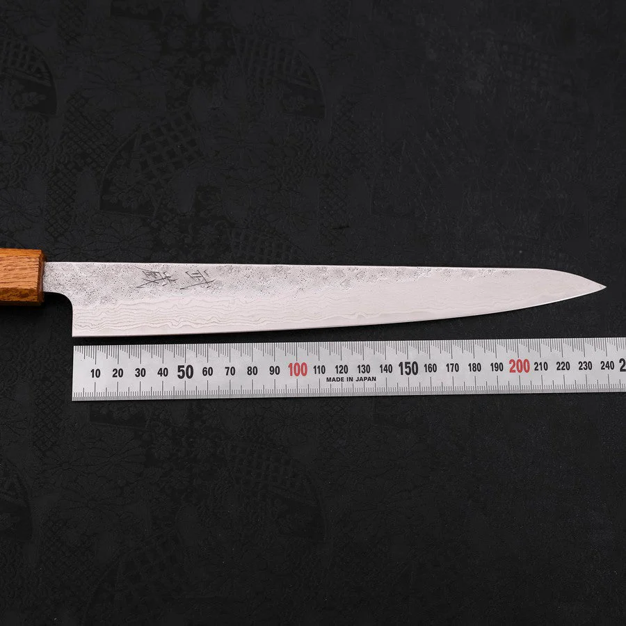 Sujihiki AUS-10 Nashiji Damast Yaki Urushi Griff 240mm - Image 7