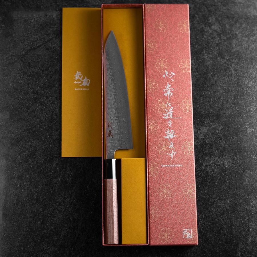 Gyuto AUS-10 Tsuchime Damast Walnussholz Griff 210mm - Image 8