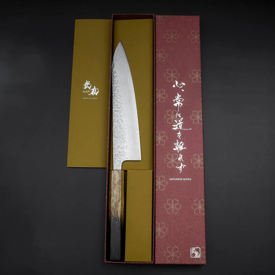 Gyuto AUS-10 Tsuchime Damast Yaki Urushi Griff 210mm - Image 8