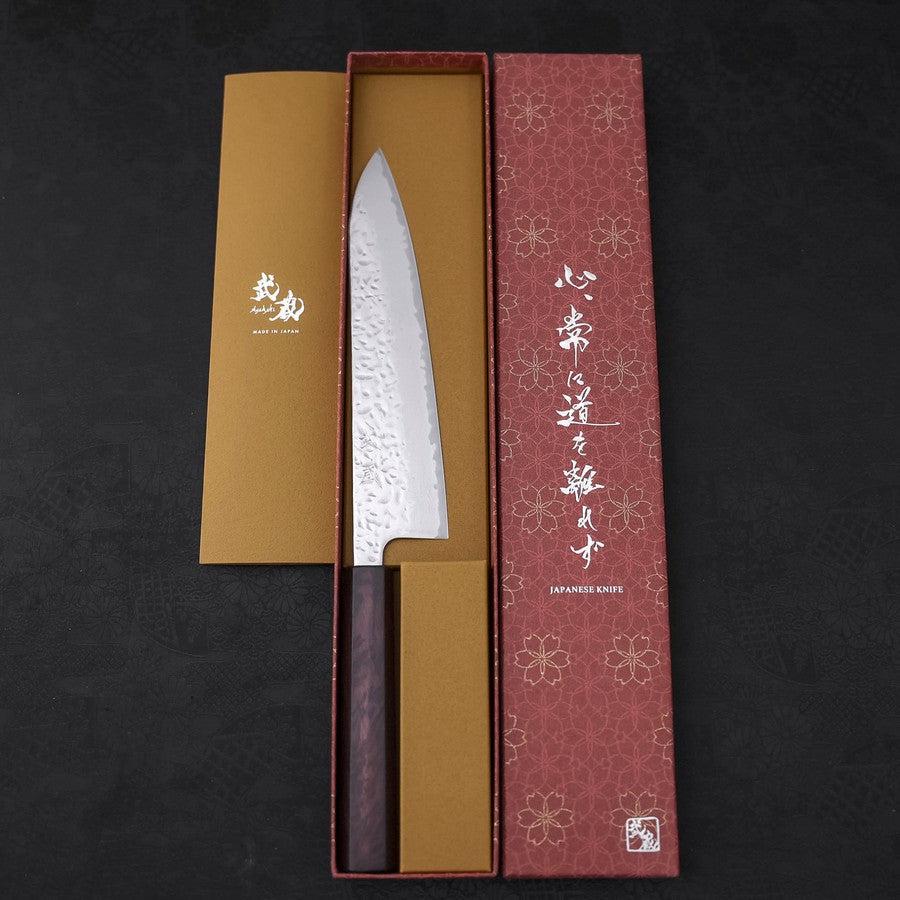 Gyuto AUS-10 Tsuchime Damast Lila Urushi Griff 210mm - Image 8