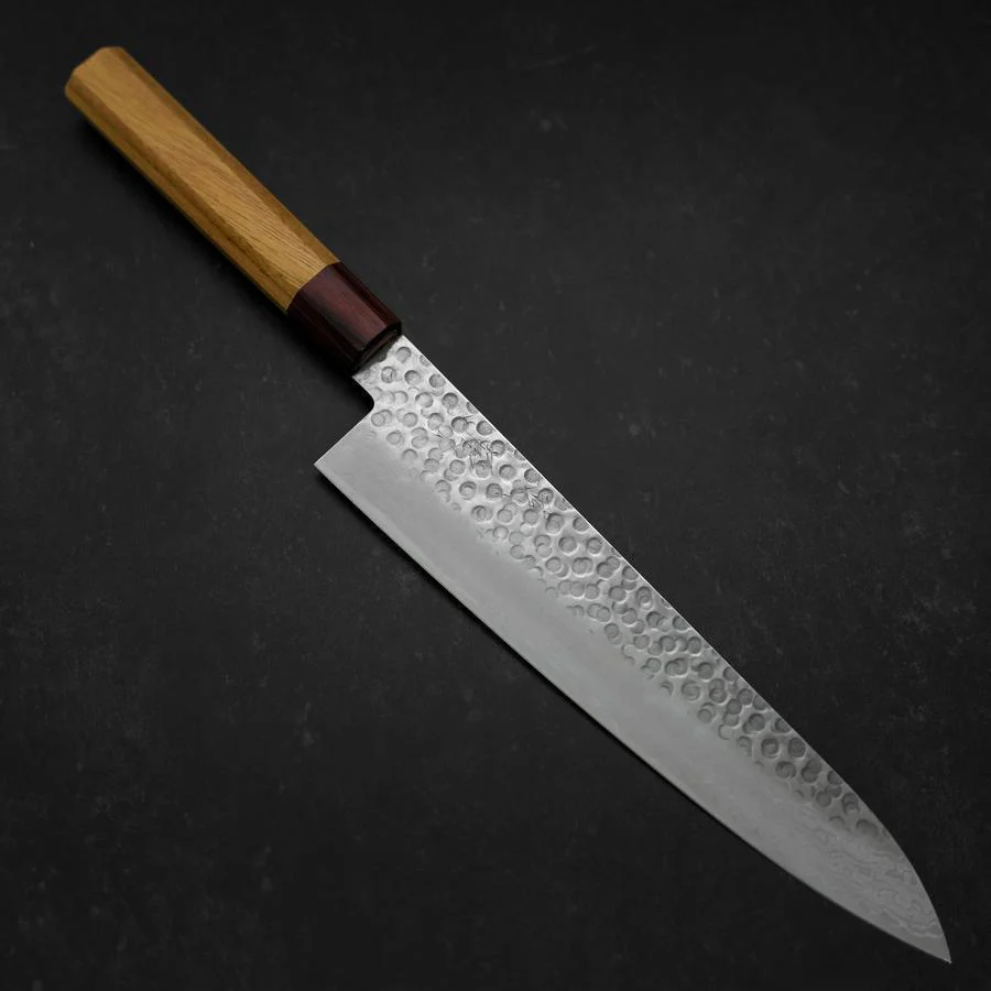 Gyuto AUS-10 Tsuchime Damast Zelkove Griff 240mm