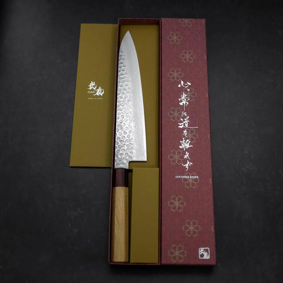 Gyuto AUS-10 Tsuchime Damast Zelkove Griff 240mm - Image 8