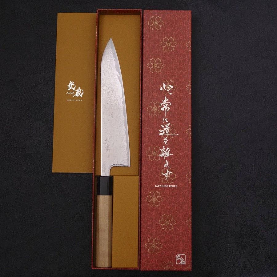 Gyuto AUS-10 Wellen Nickel Damast Büffelhorn und Magnolienholz Griff 210mm - Image 8