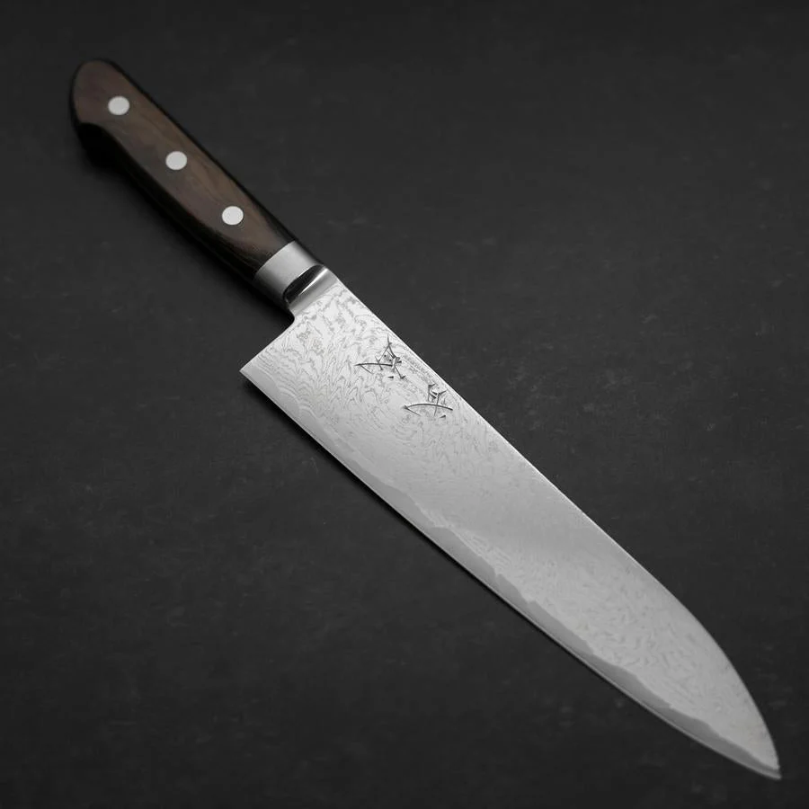 Gyuto AUS-10 Wellen-Nickel Damast Brauner Westlicher Griff 210mm