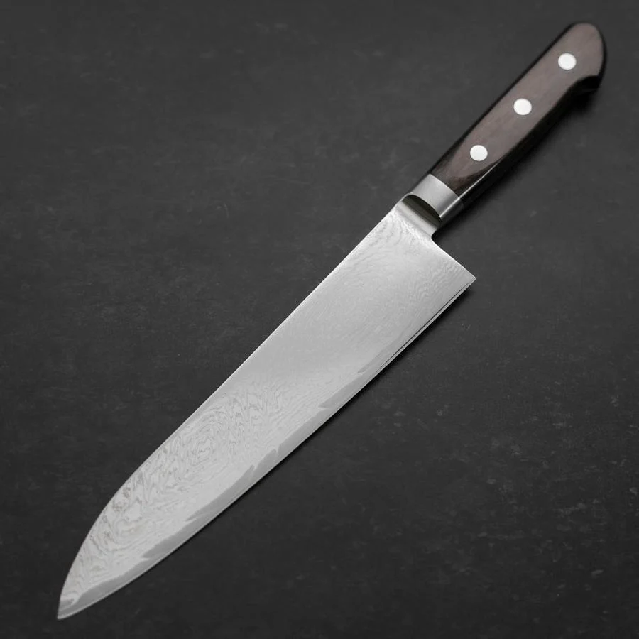 Gyuto AUS-10 Wellen-Nickel Damast Brauner Westlicher Griff 210mm - Image 2