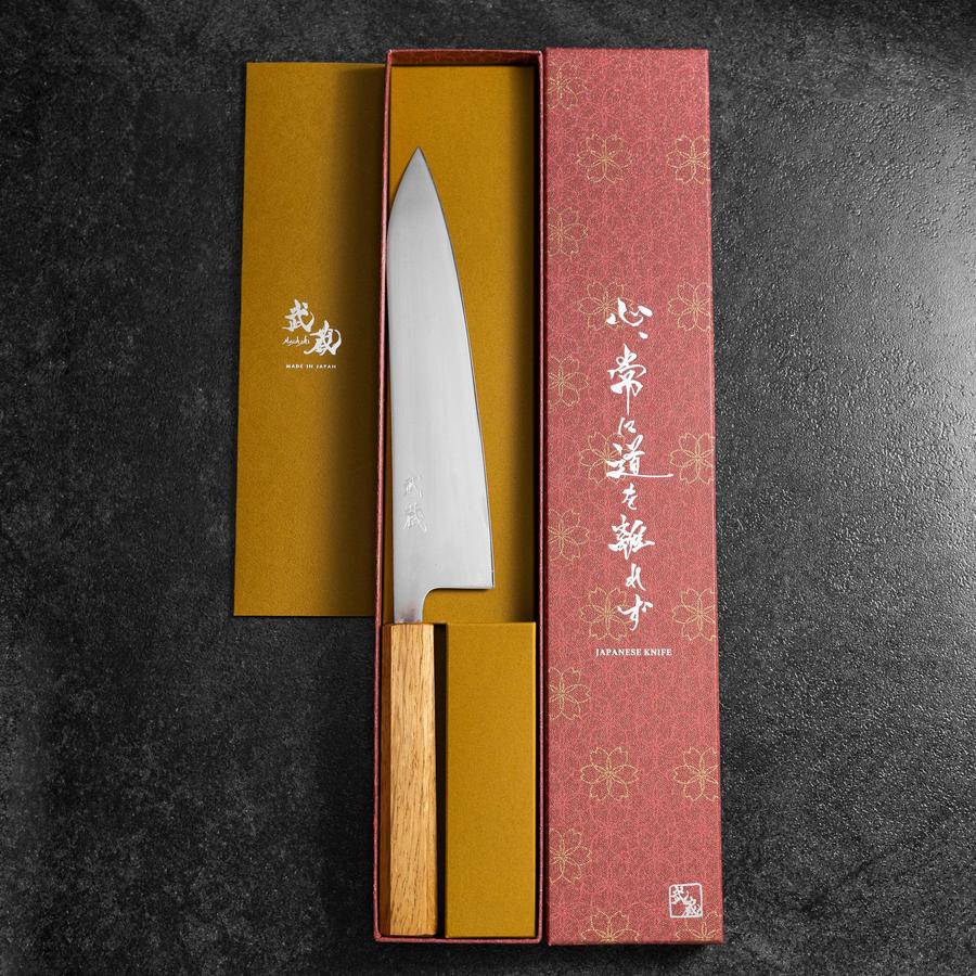 Gyuto AUS-8 Poliert Eichenholz Griff 210mm - Image 8