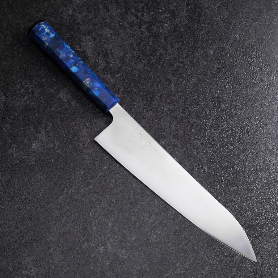 Gyuto AUS-8 Poliert Blauer Ozeanplastik Griff 210mm