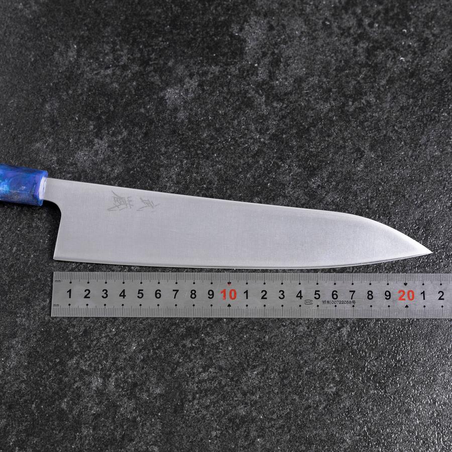 Gyuto AUS-8 Poliert Blauer Ozeanplastik Griff 210mm - Image 7