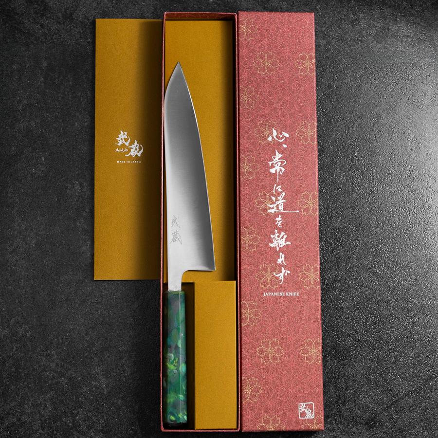Gyuto AUS-8 Poliert Grüner Ozeanplastik Griff 210mm - Image 8