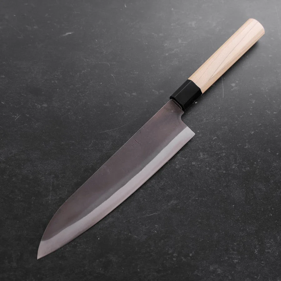 Gyuto Blue Steel #1 Edelstahlummantelung Kurouchi Büffelhorn und Magnolienholz Griff 210mm - Image 2