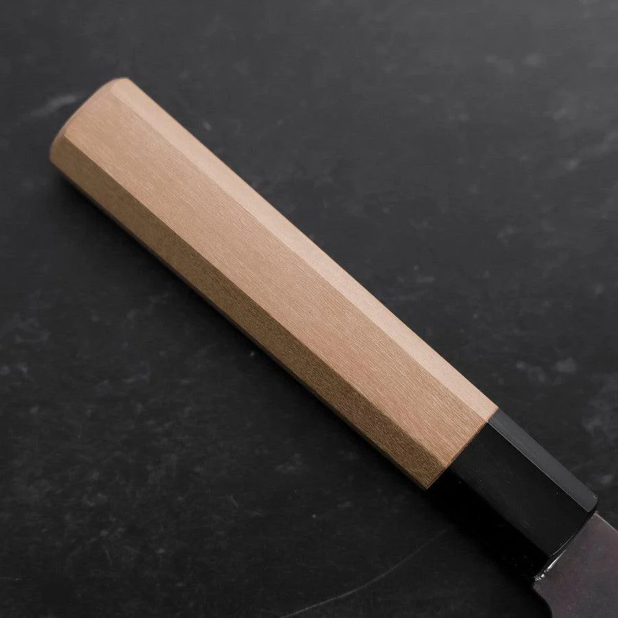 Gyuto Blue Steel #1 Edelstahlummantelung Kurouchi Büffelhorn und Magnolienholz Griff 210mm - Image 6