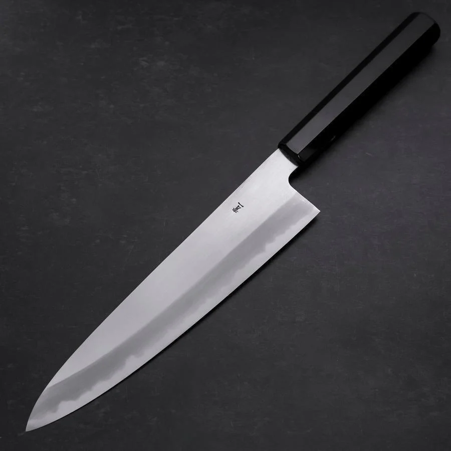 Gyuto Blue Steel #1 Kasumi Büffelhorn und Ebenholz Griff 240mm - Image 2