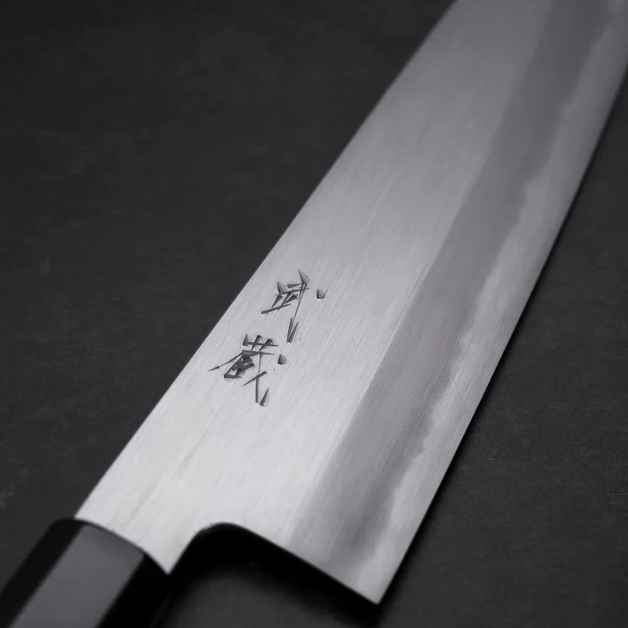 Gyuto Blue Steel #1 Kasumi Büffelhorn und Ebenholz Griff 240mm - Image 3