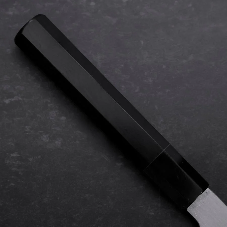Gyuto Blue Steel #1 Kasumi Büffelhorn und Ebenholz Griff 240mm - Image 6