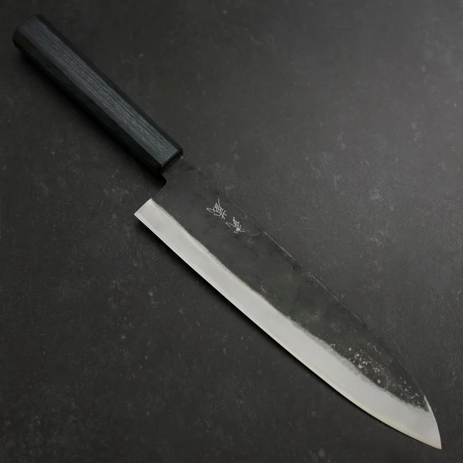 Gyuto Blue Steel #1 Kurouchi Dunkelblauer Urushi Griff 240mm