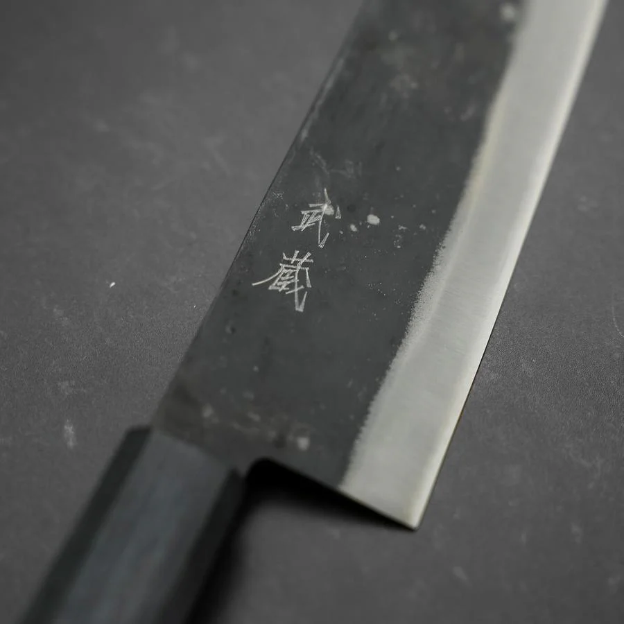 Gyuto Blue Steel #1 Kurouchi Dunkelblauer Urushi Griff 240mm - Image 3