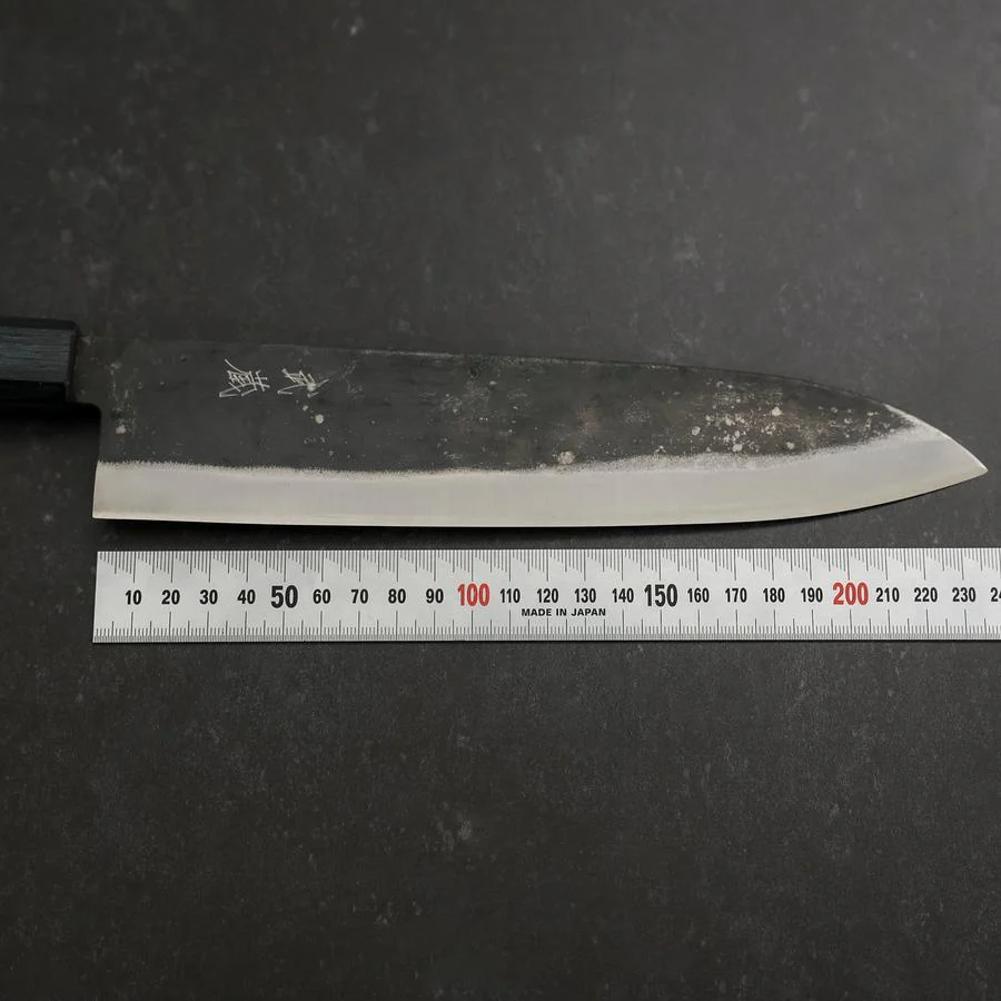 Gyuto Blue Steel #1 Kurouchi Dunkelblauer Urushi Griff 240mm - Image 7