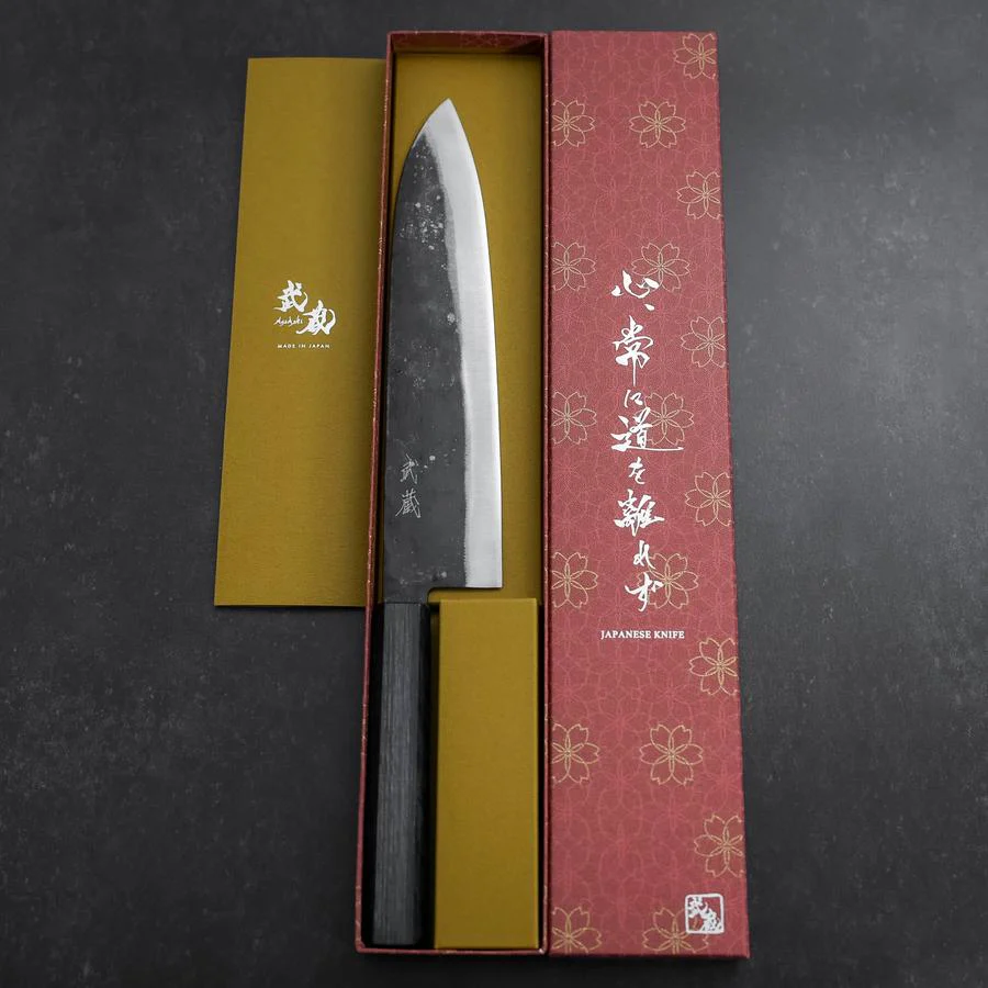 Gyuto Blue Steel #1 Kurouchi Dunkelblauer Urushi Griff 240mm - Image 8