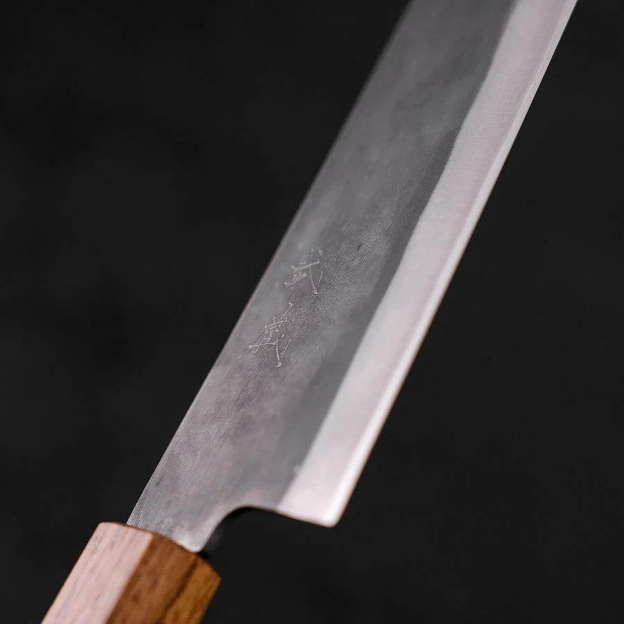 Gyuto Blue Steel #1 Edelstahlummantelung Kurouchi Eichenholz Griff 210mm - Image 3