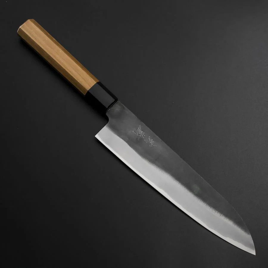 Gyuto Blue Steel #1 Kurouchi Edelstahlummantelung Walnussholz Griff 210mm