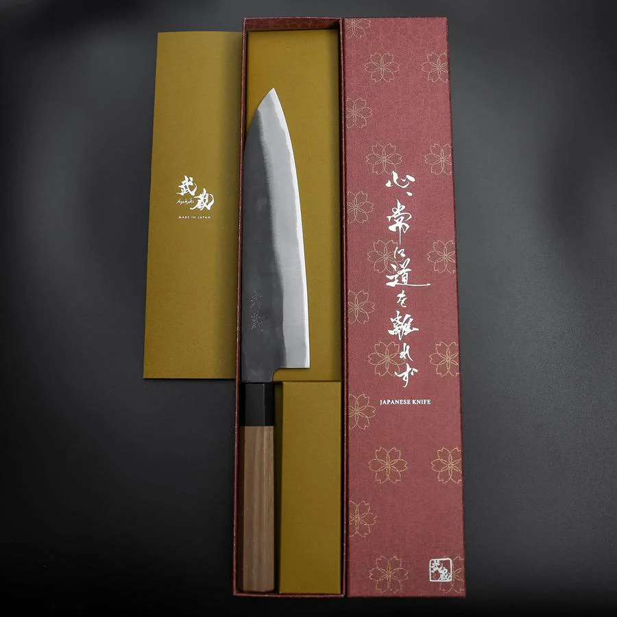 Gyuto Blue Steel #1 Kurouchi Edelstahlummantelung Walnussholz Griff 210mm - Image 8
