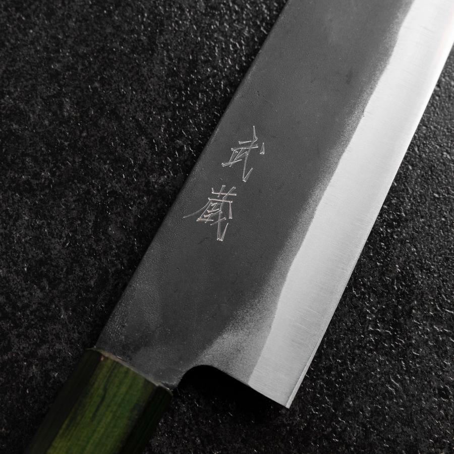 Gyuto Blue Steel #1 Kurouchi Grüner Urushi Griff 210mm - Image 3
