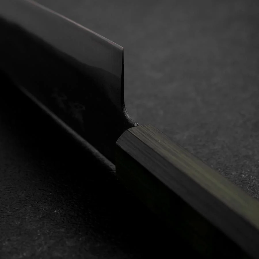 Gyuto Blue Steel #1 Kurouchi Grüner Urushi Griff 210mm - Image 4