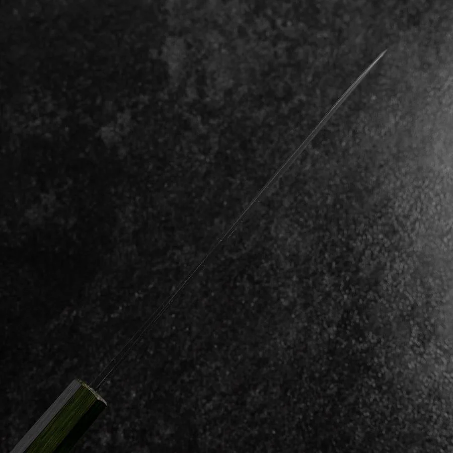 Gyuto Blue Steel #1 Kurouchi Grüner Urushi Griff 210mm - Image 5