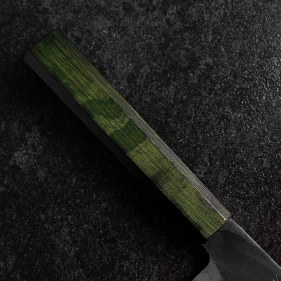 Gyuto Blue Steel #1 Kurouchi Grüner Urushi Griff 210mm - Image 6