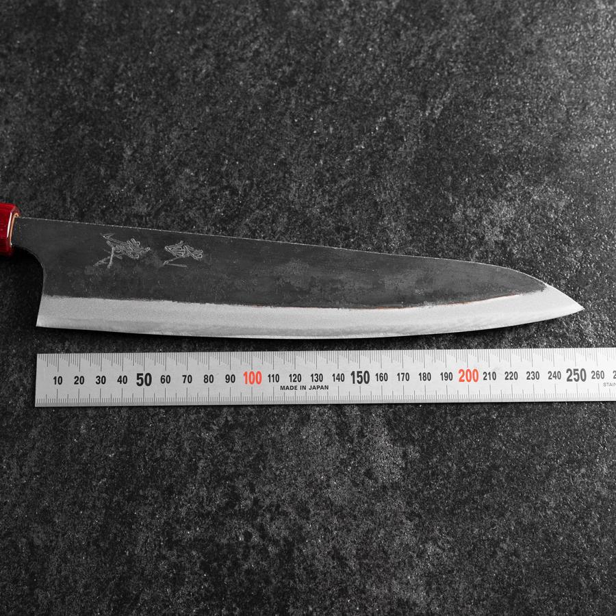 Gyuto Blue Steel #1 Kurouchi Roter Walnussholz Griff 240mm - Image 7