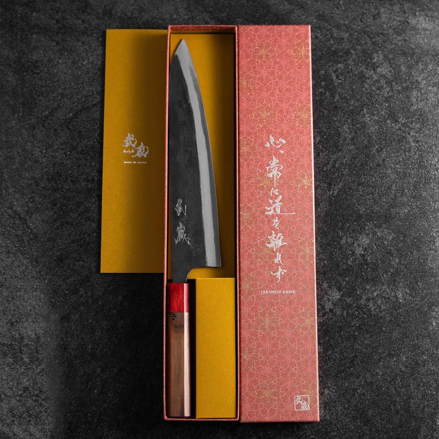 Gyuto Blue Steel #1 Kurouchi Roter Walnussholz Griff 240mm - Image 8