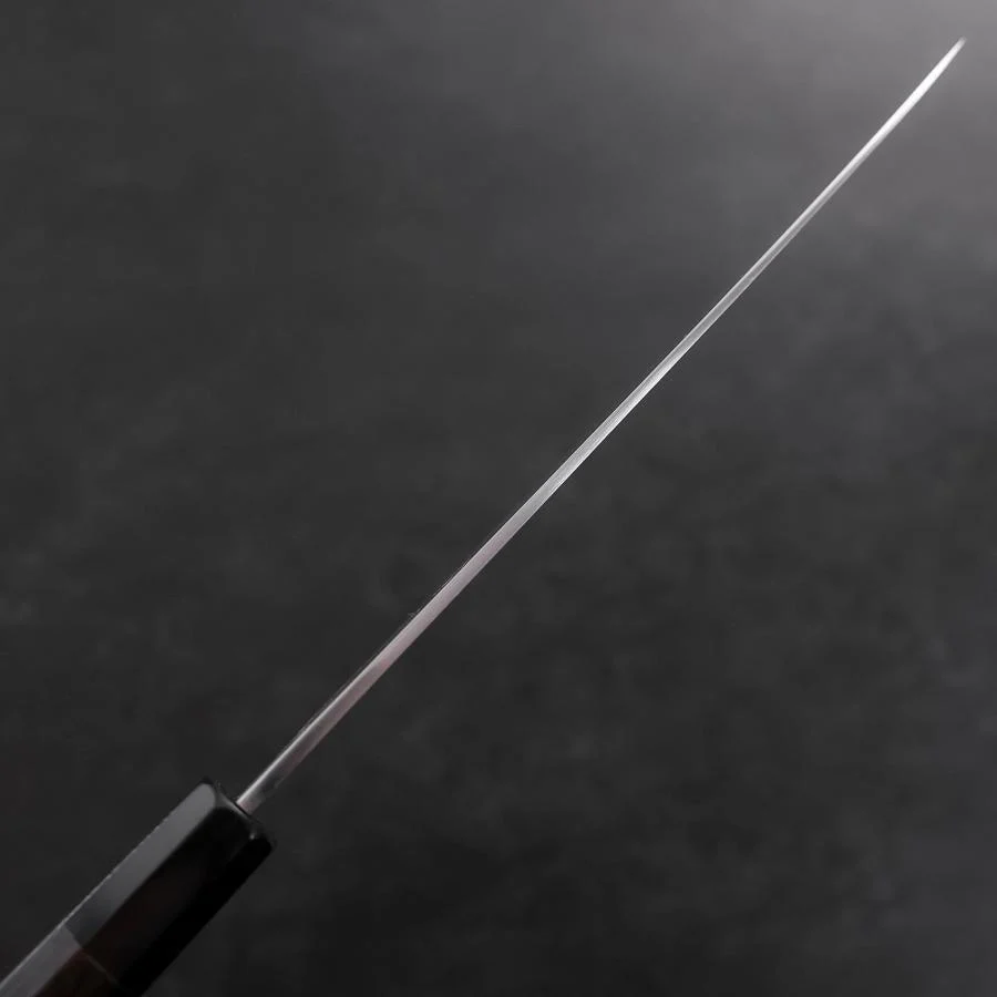 Gyuto Blue Steel #1 Suminagashi Büffelhorn und Ebenholz Griff 180mm - Image 5