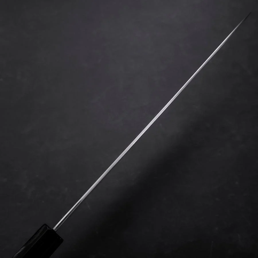 Gyuto Blue Steel #1 Suminagashi Büffelhorn und Ebenholz Griff 240mm - Image 5
