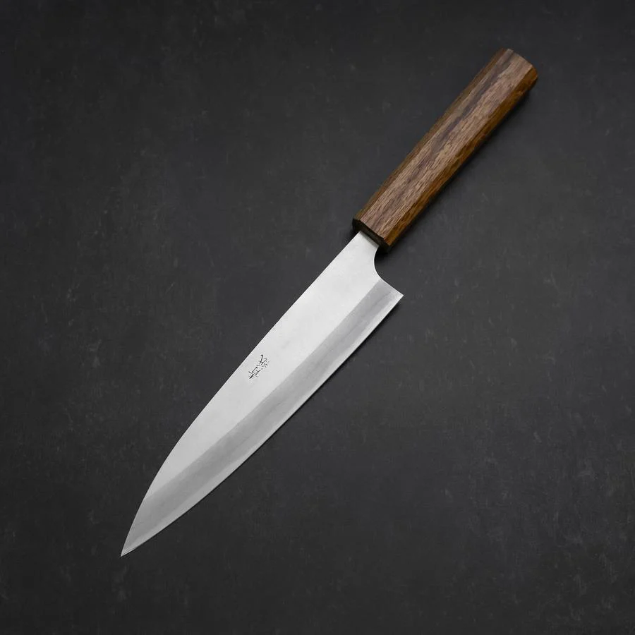Gyuto Blue Steel #2 Edelstahlummantelung Poliert Eichenholz Griff 165mm - Image 2