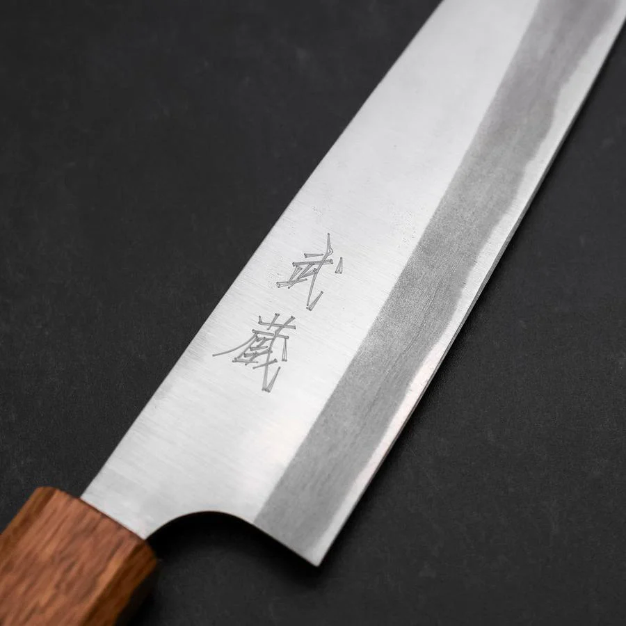 Gyuto Blue Steel #2 Edelstahlummantelung Poliert Eichenholz Griff 165mm - Image 3