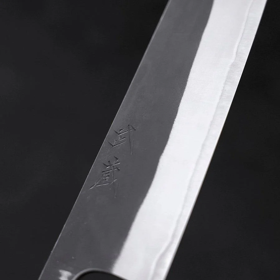 Gyuto Blue Steel #2 Kurouchi Büffelhorn und Ebenholz Griff 210mm - Image 3