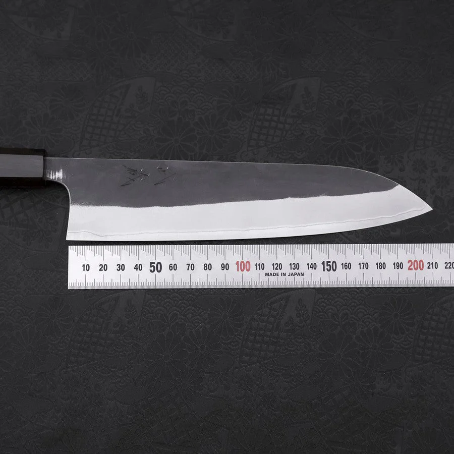 Gyuto Blue Steel #2 Kurouchi Büffelhorn und Ebenholz Griff 210mm - Image 7